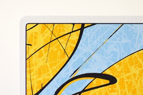 Pollock Cardistry custom playing cards closeup view of card texture.
