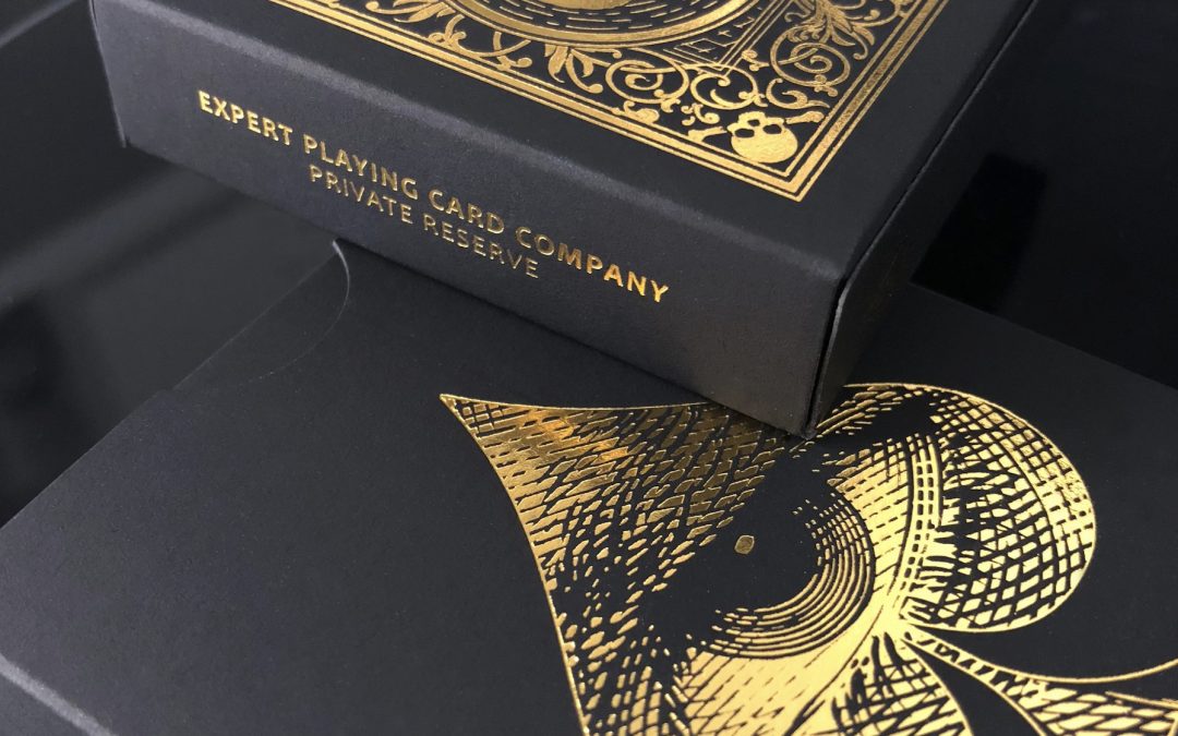 rare deck of cards, david blaine's skull and bones VIP deck with black and gold foil
